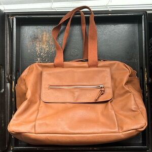 Faux Leather Weekender, Light Brown, 11.5 x 18 x 9, Good Condition, Blemishes.